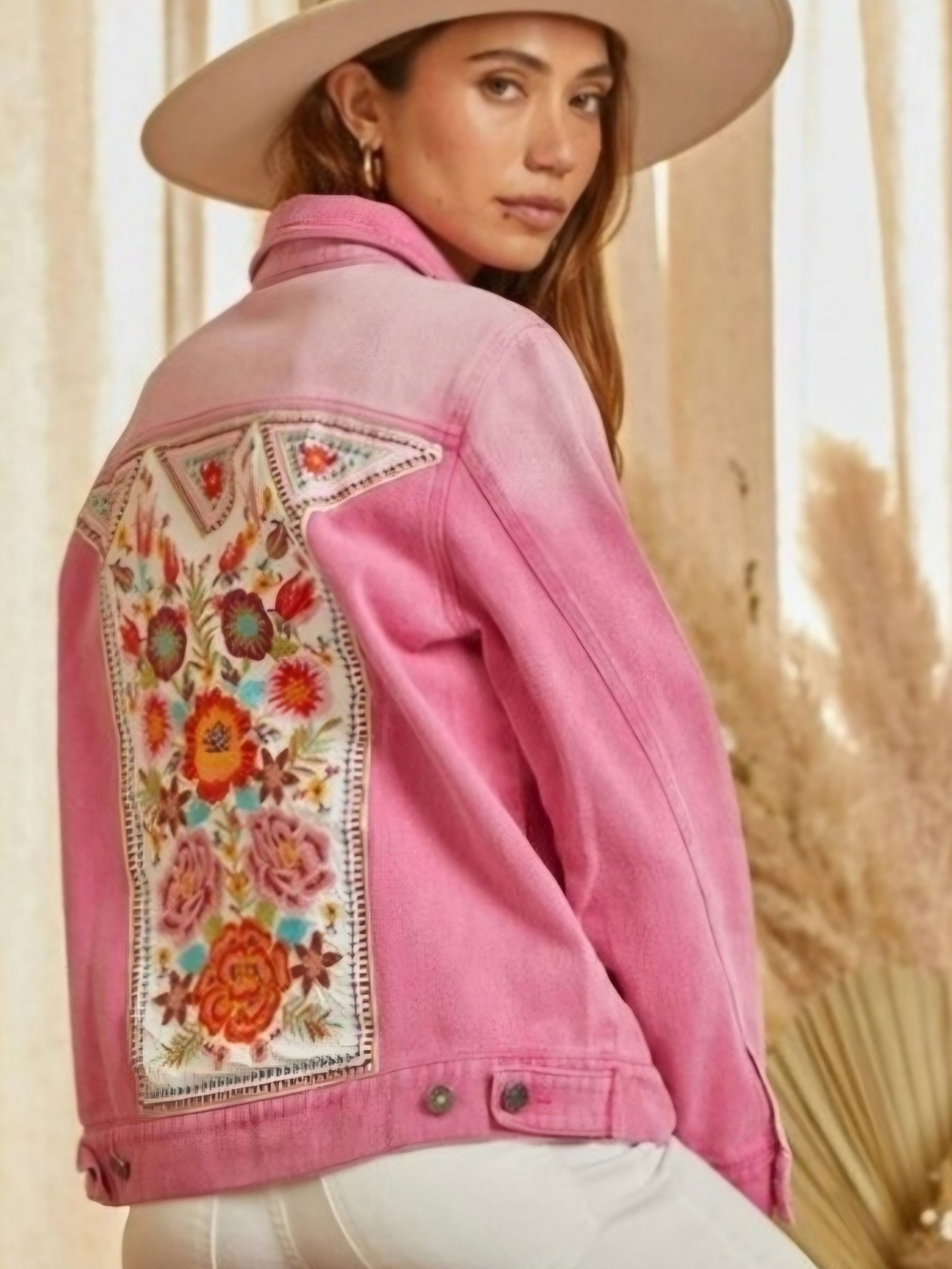 Savanna Jane Pink Embroidered Denim Jacket | Size 2X - NWT